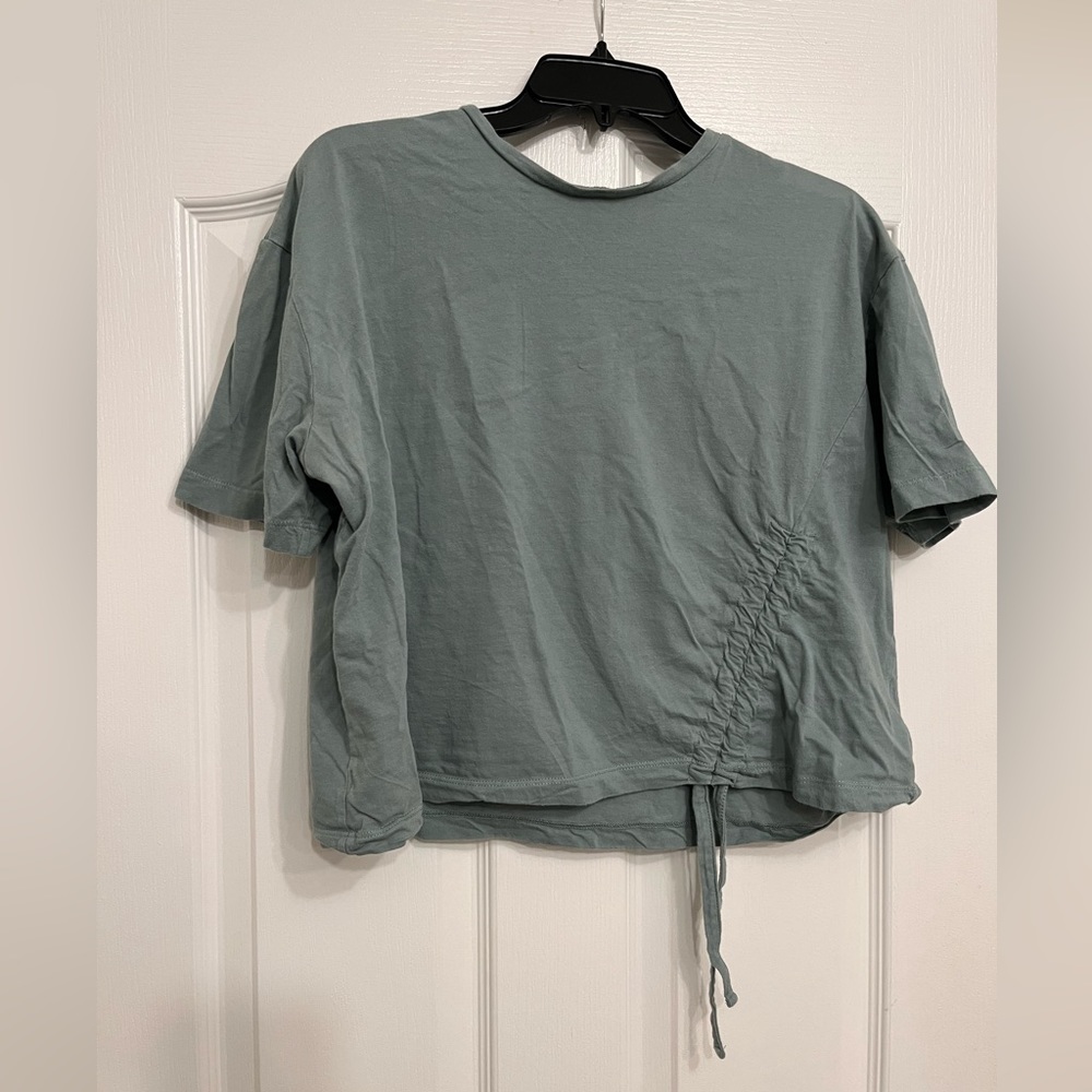 Cropped Vertical-Drawstring T-Shirt